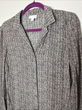 Elegant J. Jill Herringbone Button-up Blouse- Size XS Classic Preppy Office